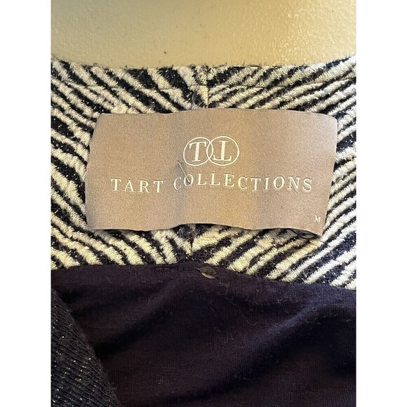 Tart Collections nautical preppy Tweed Striped  Natalie Open Jacket SZ M - Picture 8 of 9